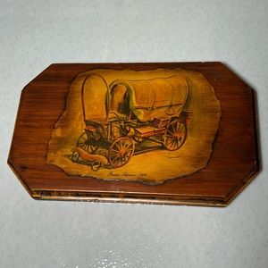 Vintage Covered Wagon Hangin Plaque by Betty K the Artist.  Portland OR